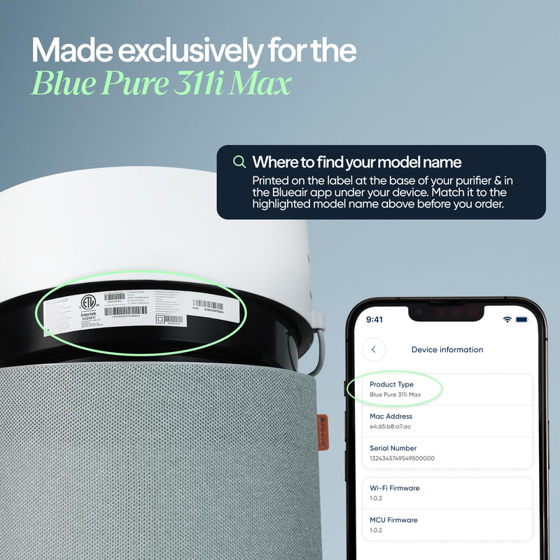 BLUEAIR Genuine Blue Pure 311i Max Air Purifier Replacement Filter 311i Max Particle & Carbon Filter