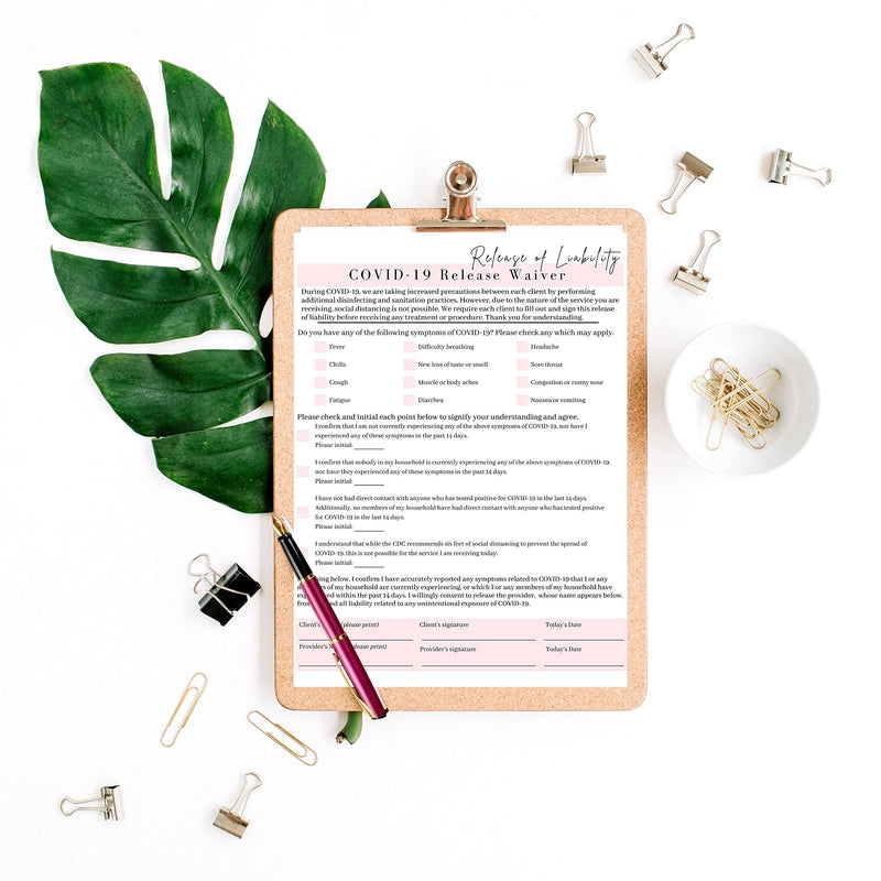 Covid-19 Release of Liability Forms | 50 Pack | 8.5x11" inch Paper Size Form | Eyelash Extension Supplies | 50 Covid-19 Viral Exposure Liability Release Forms