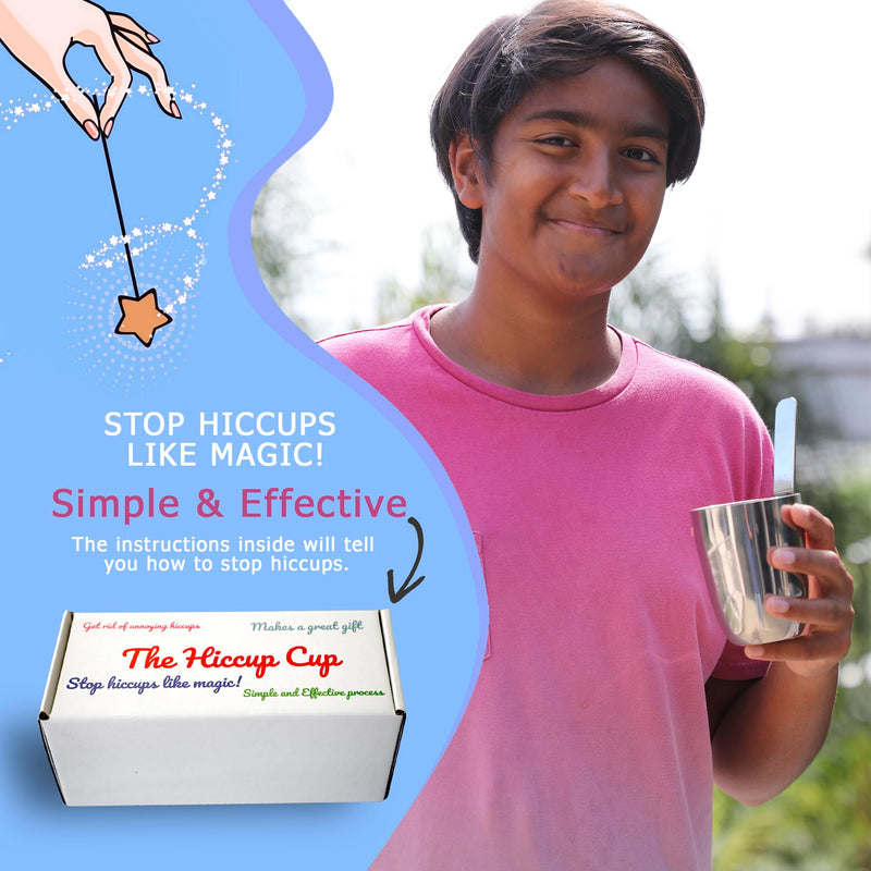 The Hiccup Cup. Hiccups Relief Instantly. Stop Hiccups Naturally. Simpler to use than a straw. No Hiccups Medicine. Stainless Steel.
