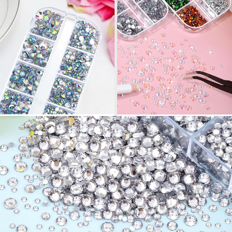 Hotfix Rhinestones Applicator Kit Set 4500 Pcs Crystals (White/AB/Multi-Color) - Bedazzler DIY Craft Includes 19 Pattern Templates, Tweezers, Brush, Storage Bag - for Clothes, Fabric, Jeans (Purple) Purple