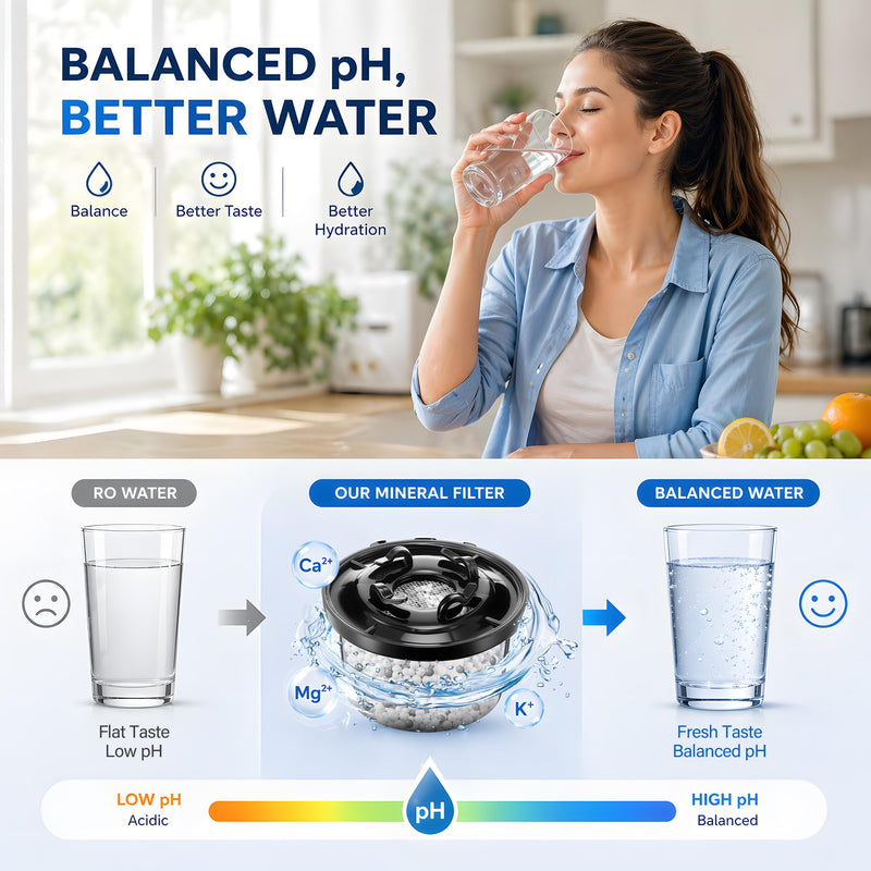 2 Pack Remineralization Water Filters Replacement, Compatible with Bluevua RO100ROPOT and RO100ROPOT(UV) Systems, Alkaline for Reverse Osmosis Filter, Remineralize and Increase pH 2