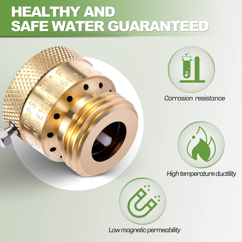 2 Pack Brass 3/4" Inch GHT Hose Bibb Connector Backflow Preventer Vacuum Breaker 2 Pack Vacuum Breaker