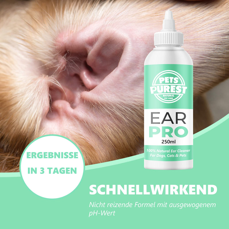 Pets Purest Ear Cleaner for Dogs 250ml - Recommended by Veterinarians in the UK - Dog Ear Cleaner for Head Shaking, Itching and Smelly Earwax - 100% Natural Ear Cleaner - PawsPlanet Australia