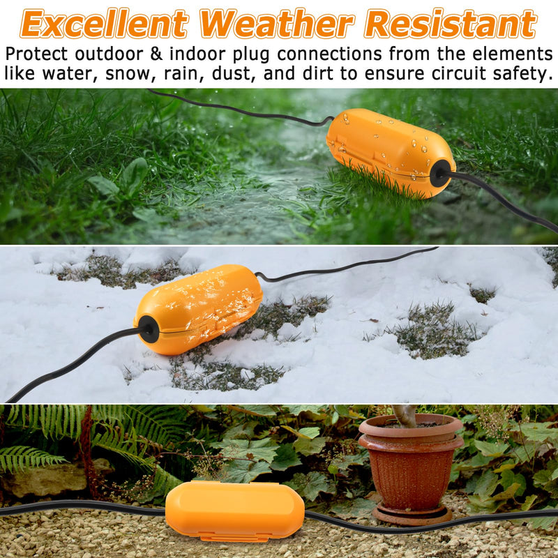 2 Pack Extension Cord Cover Waterproof,Ip54,Stuck Extension Cord Design,Ideas to Protect Holiday Lights and Electrical Tool Cord Connection,Orange Orange