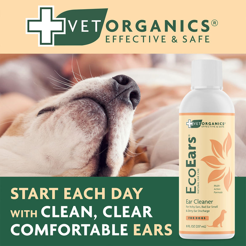 Vet Organics EcoEars Dog Ear Cleaner. Natural Multi-Action Formula. for Itch, Head Shaking, Discharge & Smell. Naturally Cleanses Away Common Problems. 100% Guaranteed 8 oz - PawsPlanet Australia