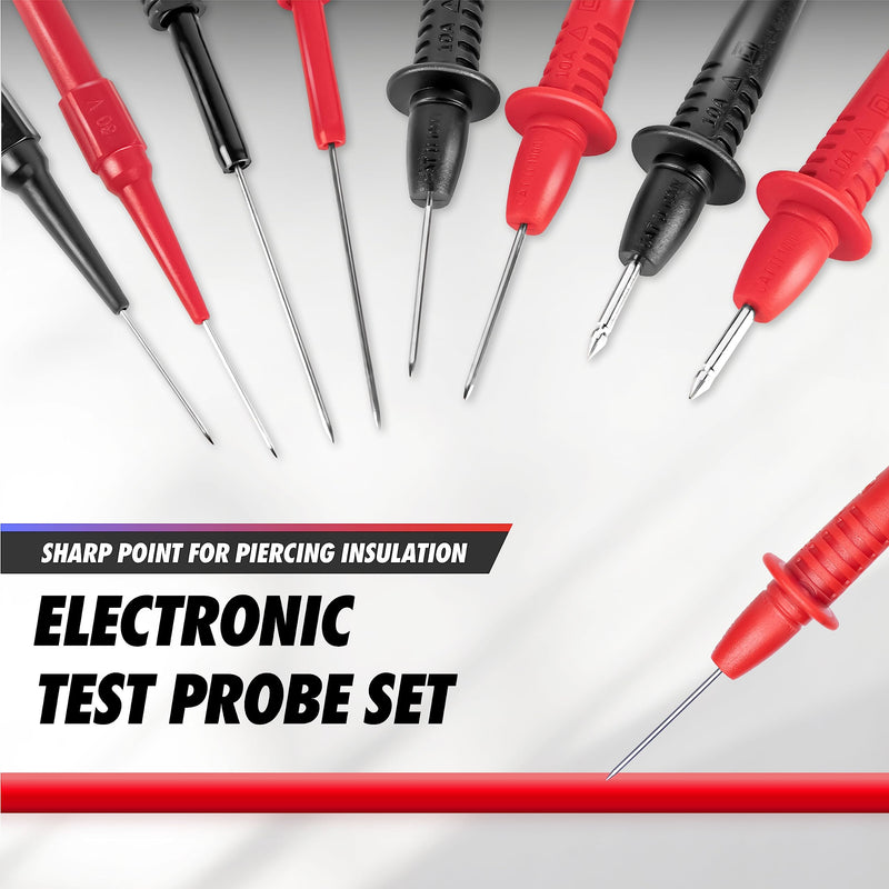 PowerBear 29PCS Multimeter Test Leads Kit with Replaceable Wire Piercing Test Probes, Alligator Clips, Test Hook Clips, Test Tweezer for Digital Clamp Meter Multimeter ML-29PC
