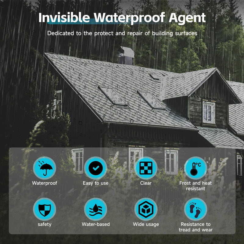 Invisible Waterproof Sealant, Water- Based, Clear Waterproof Coating, Transparent Waterproof Glue Anti-Leakage Agent for roof & Walls, Indoor and Outdoor Liquid Waterproof Paint Adhesive (16 floz) 16 floz