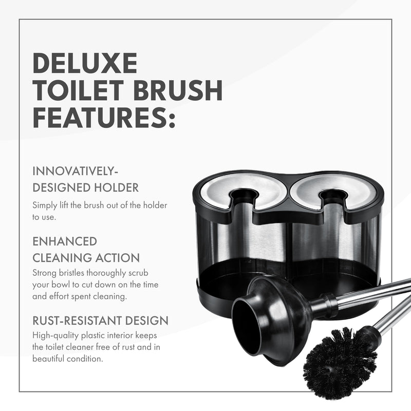 ToiletTree Products Modern Deluxe Freestanding Toilet Brush and Plunger Combo (Stainless Steel, Brush and Plunger Combo Set 4.5” x 9.75” x 18.5") 2.Combo