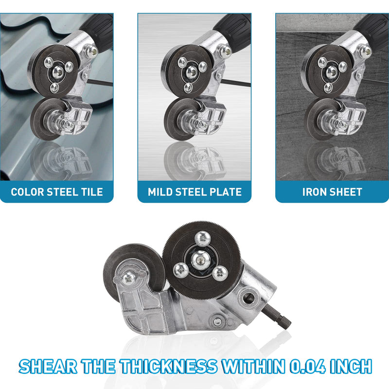 Upgraded Electric Drill Plate Cutter, New Metal Nibbler Drill Cutter Attachment/Adapter, DIY Metal Drill Attachment, Sheet Metal Knife for Cutting Iron, White Sheet, Steel,Copper, Aluminum