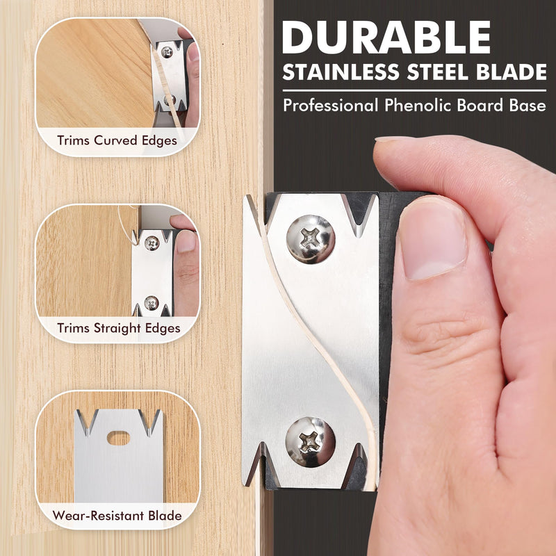 Edge Banding Trimmer - 2025 Upgraded Mini Edge Band Trimmer & Cutter, Stainless Steel Blade Veneer Edge Trimmer for Woodworking, Durable Edgebanding Trimming Tool for Wood, Veneer, PVC, ABS