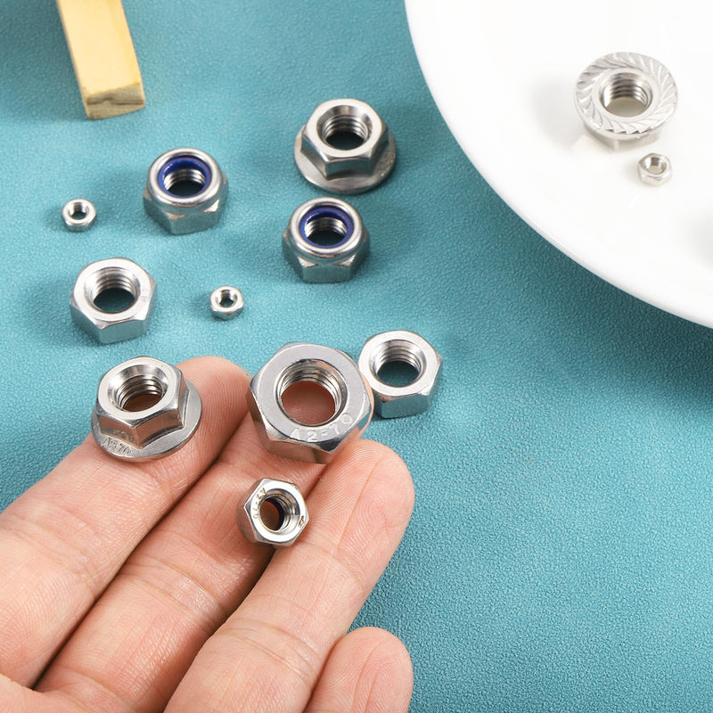uxcell Left-Hand Lock Nuts, M8x1.25mm 304 Stainless Steel Thread Hex Nylon Insert Lock Nut for Assembling and Fastening, Silver 10pcs