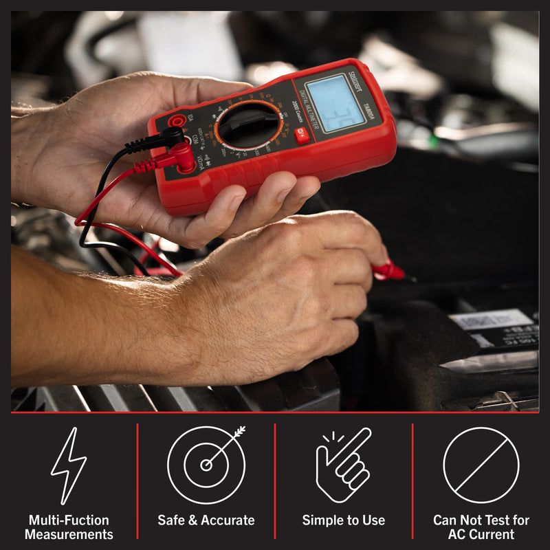 Multimeter Voltage Tester - Digital Volt Meter with Backlit Display and Needle Probes for AC/DC Voltage, DC Current, and Wire Continuity by Stalwart
