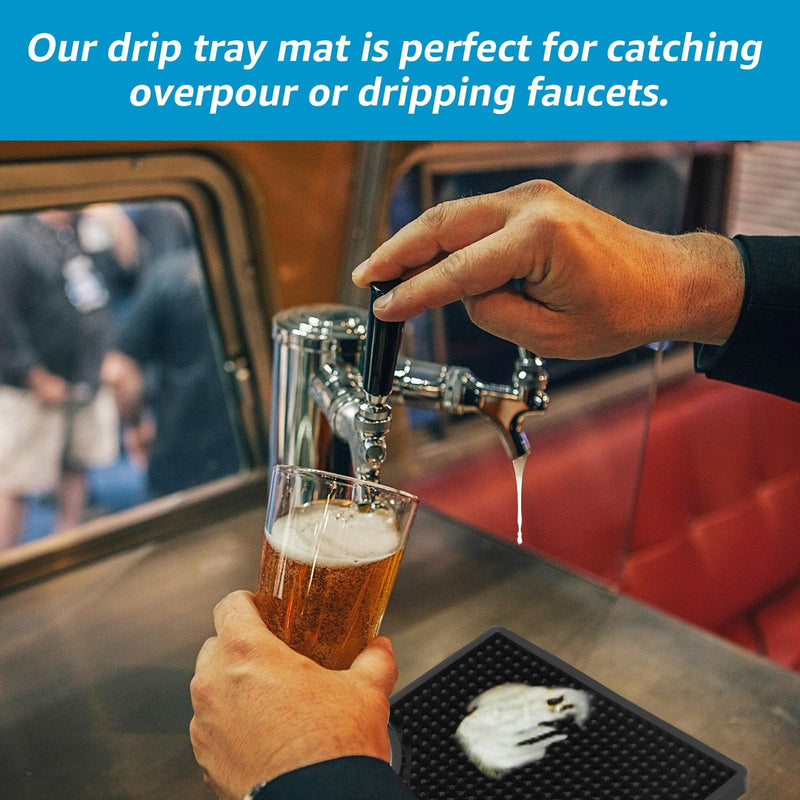Non-Slip Beer Drip Tray Mat, 4.5'' Draft Beer Tower Flange Cutout Soft PVC Kegerator Surface Mount Beverage Bar Drip Tray