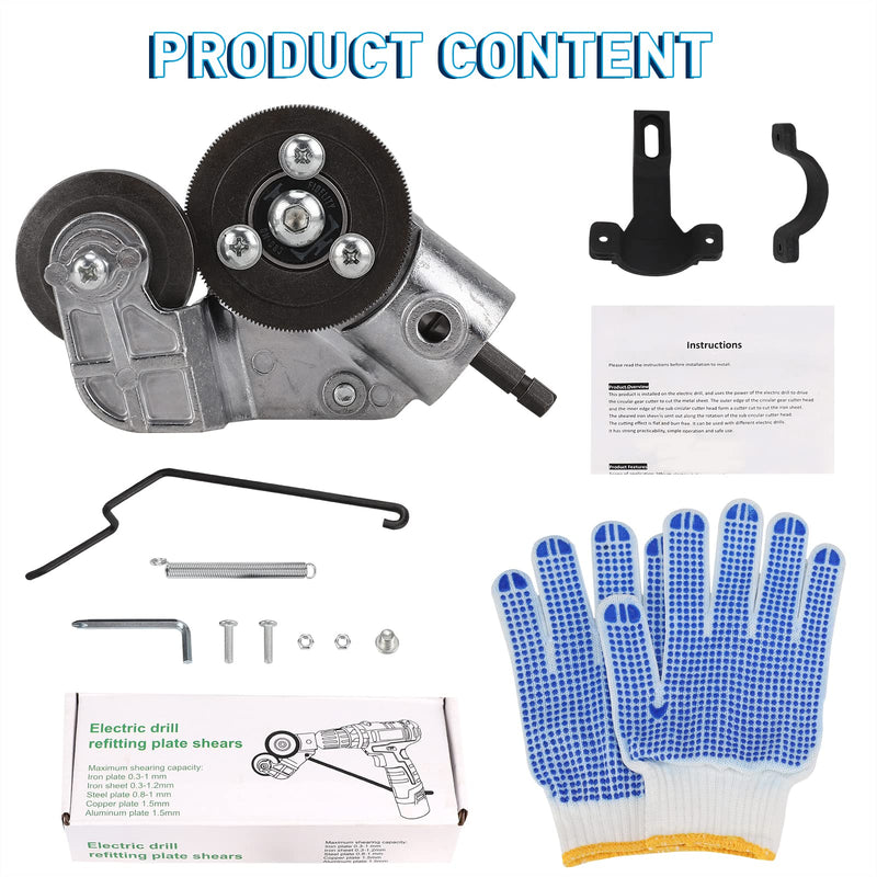 Upgraded Electric Drill Plate Cutter, New Metal Nibbler Drill Cutter Attachment/Adapter, DIY Metal Drill Attachment, Sheet Metal Knife for Cutting Iron, White Sheet, Steel,Copper, Aluminum