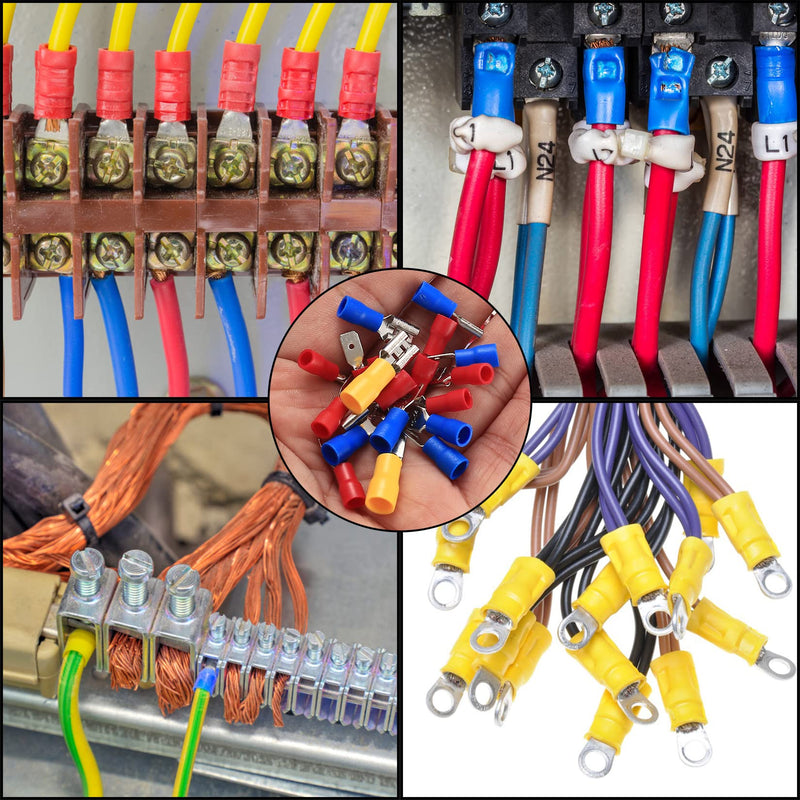 300 Pcs Electrical Connectors, Insulated Wire Cable Electrical Connectors, Fork Ring Spade Butt Quick Disconnect Crimp Terminals Lugs Set, Male/Female Wire Cable Crimp Terminals Connectors