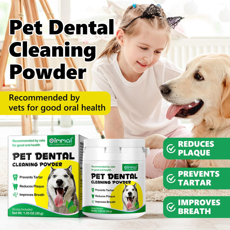 Teeth Cleaning Powder for Dogs, Dog Breath Freshener, Dental Powder for Dogs Teeth with Probiotics Help Reduce Bad Breath, Plaque Tartar Remover, Dog Teeth Powder for Small, Medium, Large Dogs 30g 1.06 Ounce (Pack of 1)