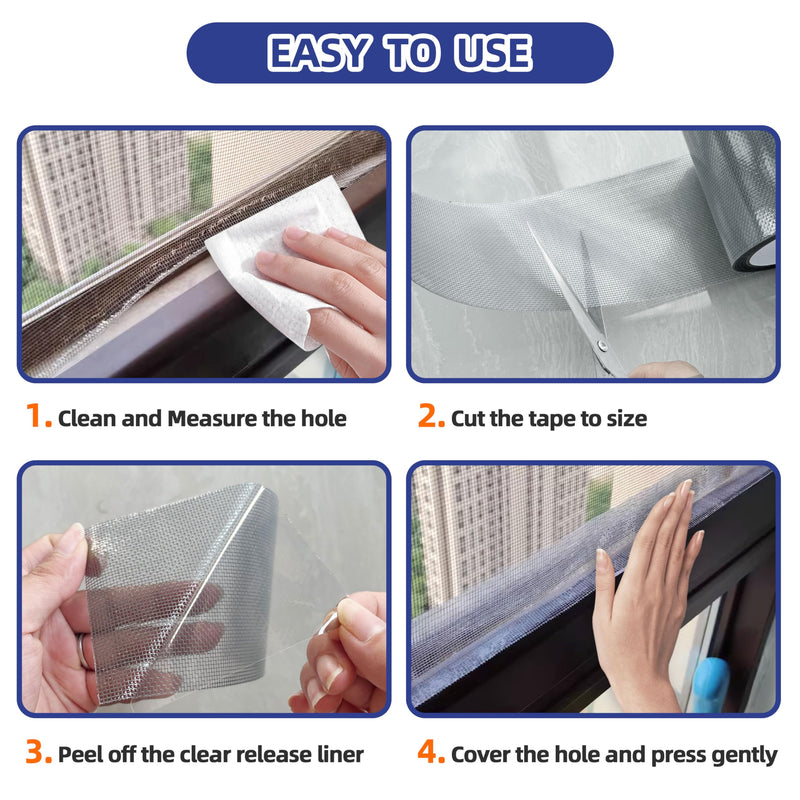 KING MOUNTAIN Grey Window Screen Repair Tape,3inX20FT Heavy Duty Screen Repair Kit for Window Screen and Screen Door Tears Holes,Strong Adhesive & Waterproof Window Screen Patch 3*20Ft
