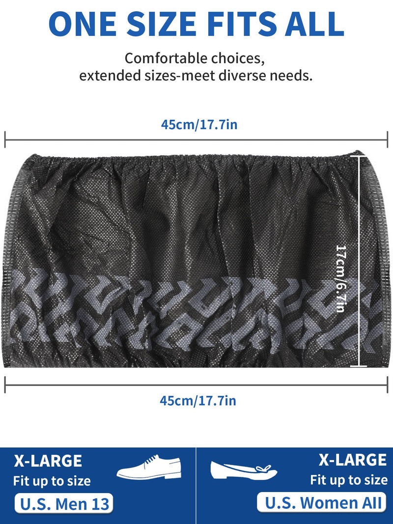 X-Large 50 Pack Shoe Covers Disposable Non-Slip, Black Non-Woven Fabric Boot Covers for Indoors Breathable Slip Resistant Durable Boot, Stretchable Fits Up to Size 13 US Men (Black 50 Pcs (XL)) Black 50 Pcs (Xl)