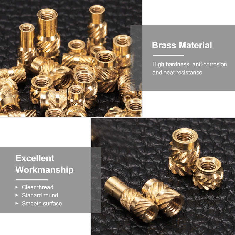 uxcell 50pcs M3 Threaded Inserts Brass Heat Set Insert M3x6mm, OD 5mm Knurled Insert Nuts, 3D Printing Brass Nuts Female Threaded Inserts Nuts M3x6x5mm(ID*Lenth*OD) 50