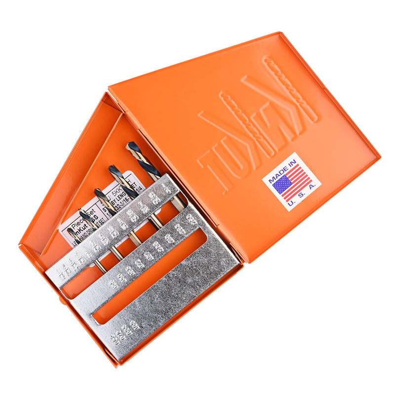 KnKut 5 Piece Left Hand Short Stubby Length Drill Bit Set