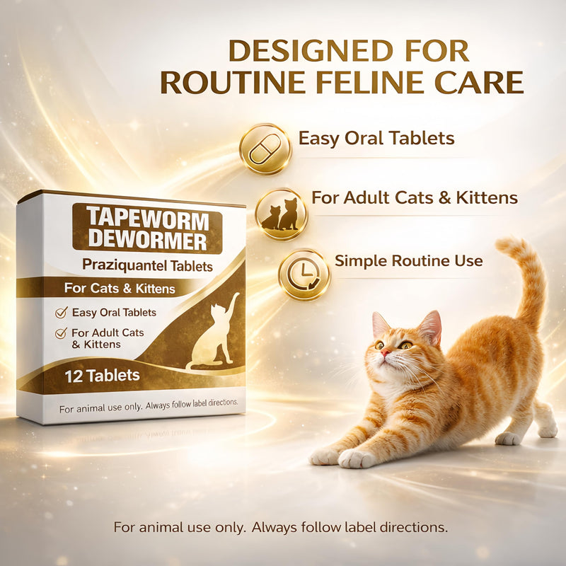 Cats & Kittens Dewormer Tablets, 6 Weeks and Older, Broad-Spectrum Chewable Formula, Praziquantel-Based