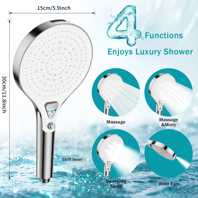 Round large panel showerhead (white) White