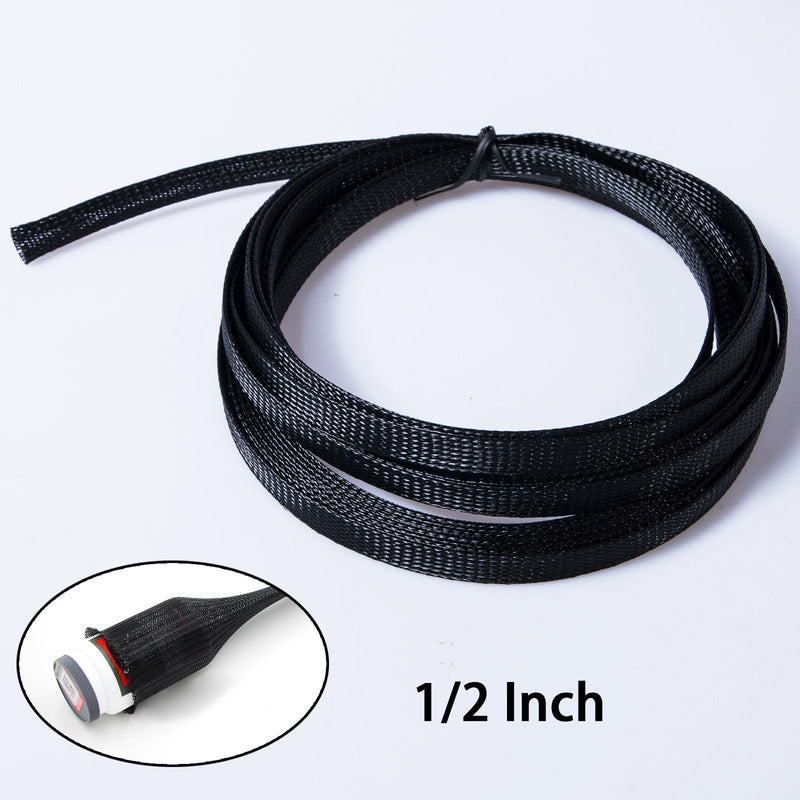 50ft - 1/2 Inch & 1/4 Inch Expandable Braided Cable Sleeve, Braided Wire Sleeving, Cable Wrap Mesh Wire Loom