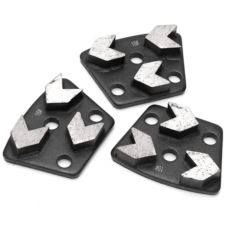Diamond Grinding Disc, 3Pcs Trapezoid Diamond Floor Grinding Pad Disc Concrete Grinding Shoes 16#, Smooth Surface and incisive Teeth, Easy to Carry