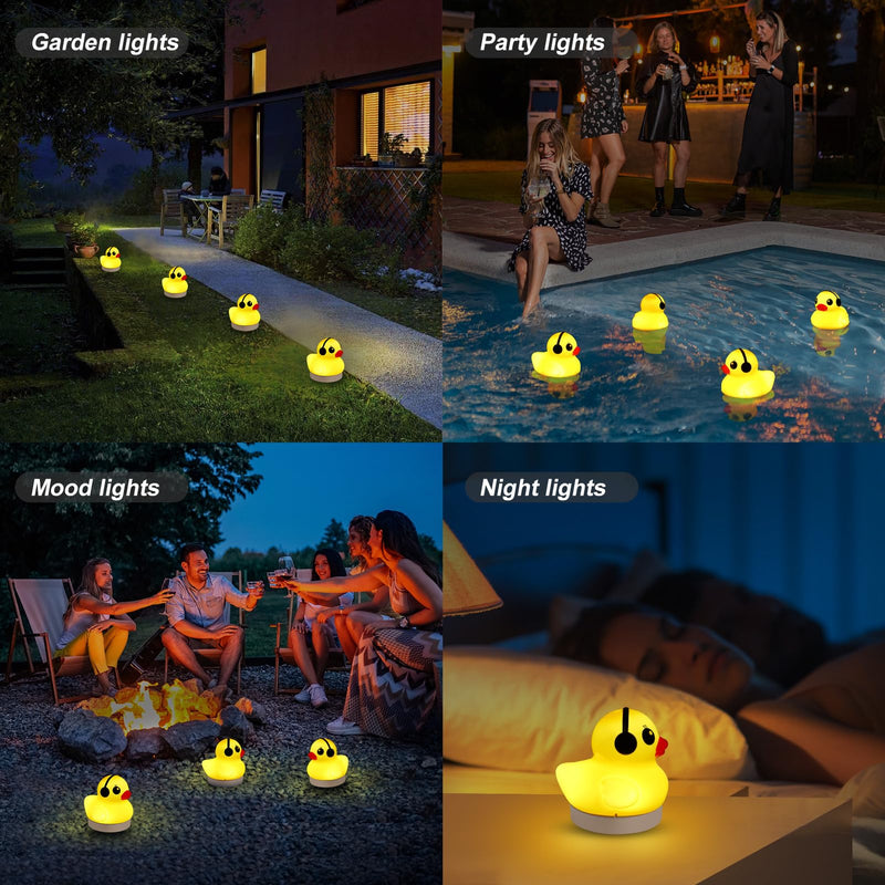 Solar Floating Pool Lights, 3" Duck Floating Pool Lights Solar Powered, IP68 Waterproof Glow in The Dark Pools Light That Float for Patio, Pond, Spa, Hot tub, Garden Party Decor - 4PCS 4