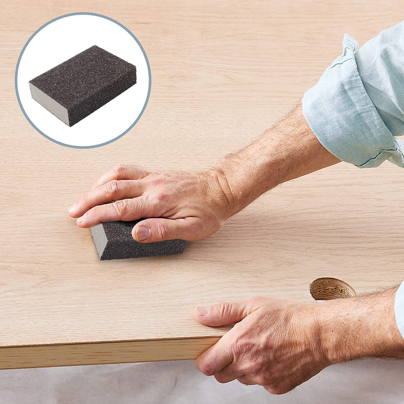 100 Grit Medium Sanding Block - 12Pcs, Wet Dry Sanding Sponge Foam Sandpaper Block Washable & Reusable Sandpaper Sponge for Drywall Wood Plastic Metal Furniture 100 Grit(Medium)