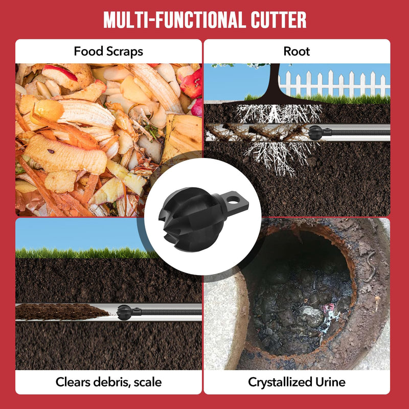 POPULO Drain Snake Attachment, Multi-Functional Cutter Clears Debris,Scale,Crystallized Urine,Roots,And More,Compatible with POPULO and Other Most Popular Brands of Drain Cleaning Machine