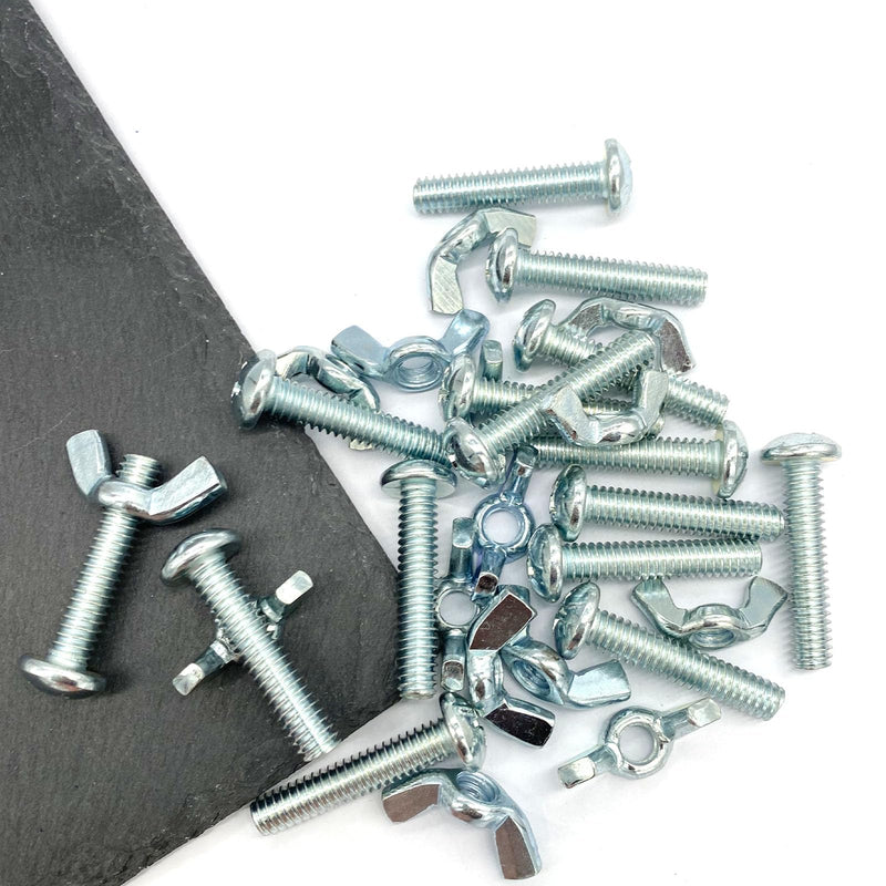 30Pack 1/4"-20 x1-1/4" Screw Bolts and Wing Nut Kit 15pcs Machine Screws with Round Head Phillips 15pcs Butterfly Hand Twist Tighten Nut Zinc Plated Hardware Fitting Fastenings Assortment Kit 30 Pack 1/4"-20 x1-1/4"