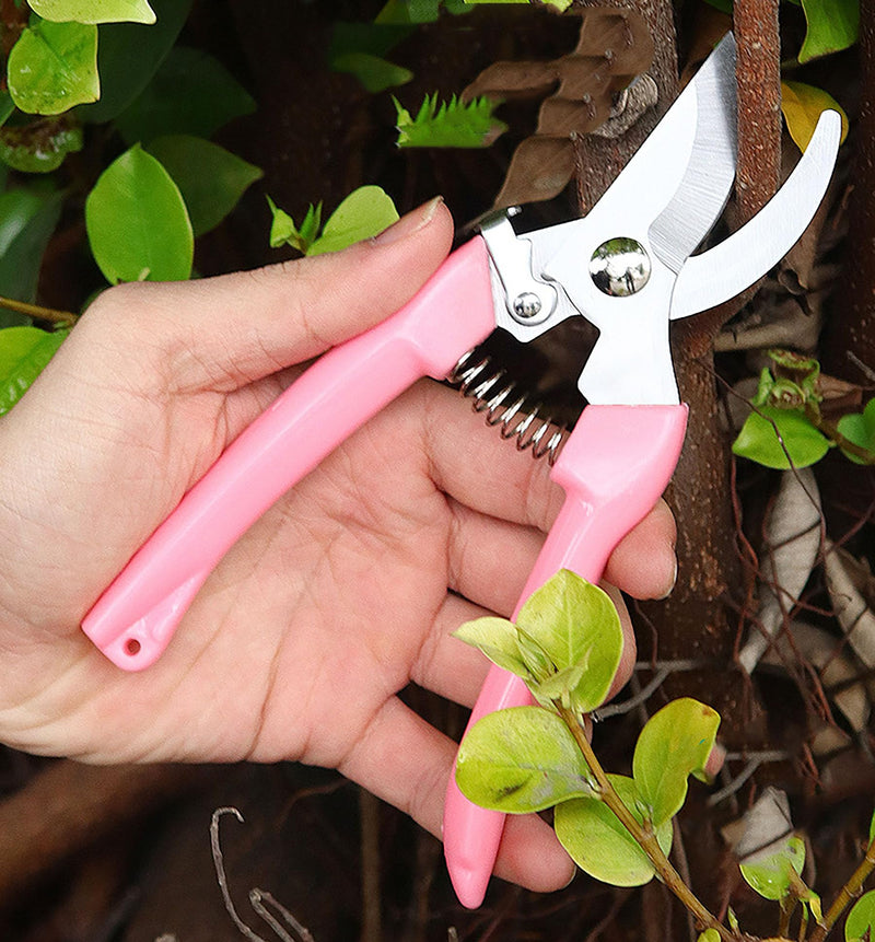 Garden Flower Shears Pruning Shears 6.9 inches Scissors Heavy Duty Plant Scissors for Cutting Flowers, Trimming Plants, Bonsai, Fruits Picking (Pink Handle) Pink Handle - NewNest Australia