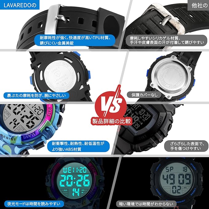 Kids Watch Boys Digital Boys Sports Watch Outdoor Multifunction 50M Waterproof Alert Date Day Display, 10-army blue - NewNest Australia
