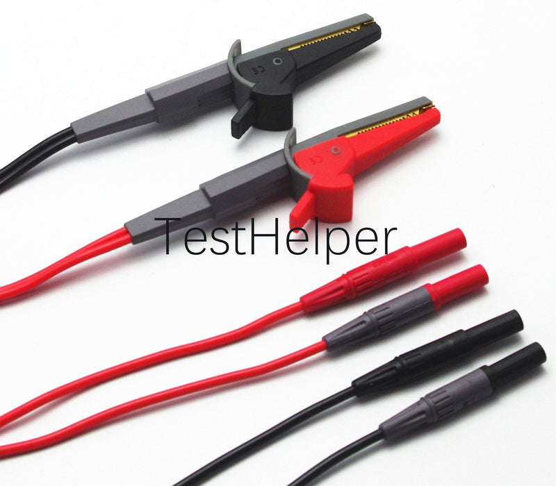 TL200 LCR Meter Tester 4 Four Wire Silicone Test Leads Lead Terminal Kelvin Clip Alligator with 4mm Banana Plug