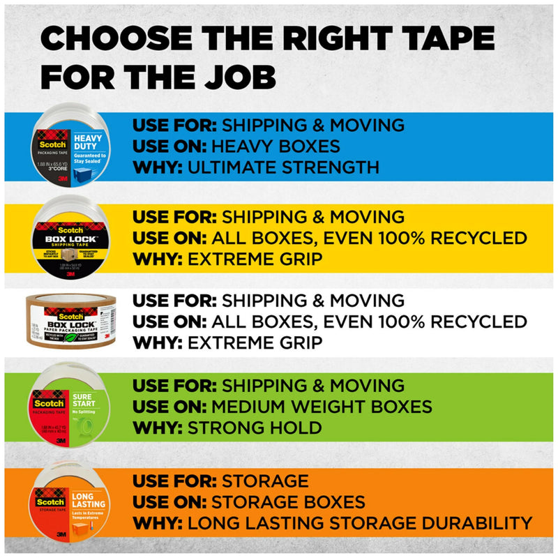 Scotch Heavy Duty Shipping Packing Tape, Clear, Holiday Shipping Supplies, 1.88 in. x 22.2 yd., 3 Tape Rolls with Dispensers 3 Rolls
