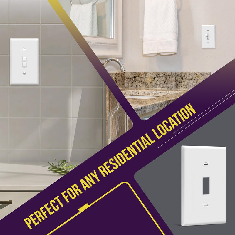 ENERLITES Light Switch Cover Plate, Toggle Wall Plate Cover, Size 1-Gang 4.50" x 2.76", Unbreakable Polycarbonate Thermoplastic, 8811-W-10PCS, White (10 Pack) 10 Pack With Screws