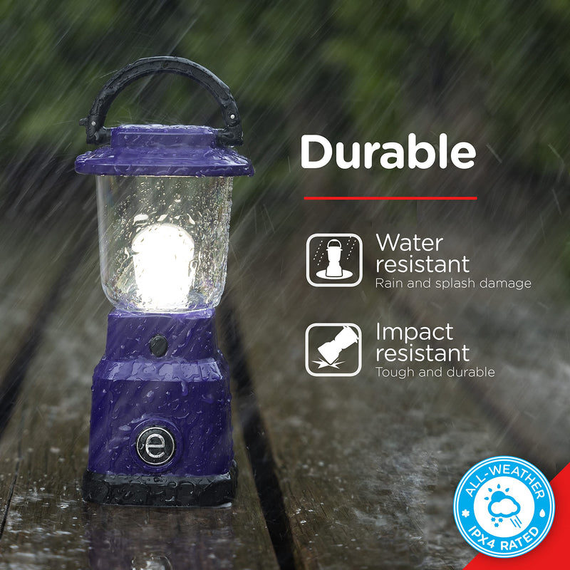 Enbrighten LED Mini Camping Lantern, Battery Powered, 200 Lumens, 40 Hour Runtime, 3 Modes, Night Light for Kids, Ideal for Hiking, Outdoors, Emergency, Snow, Hurricane and Storm Purple