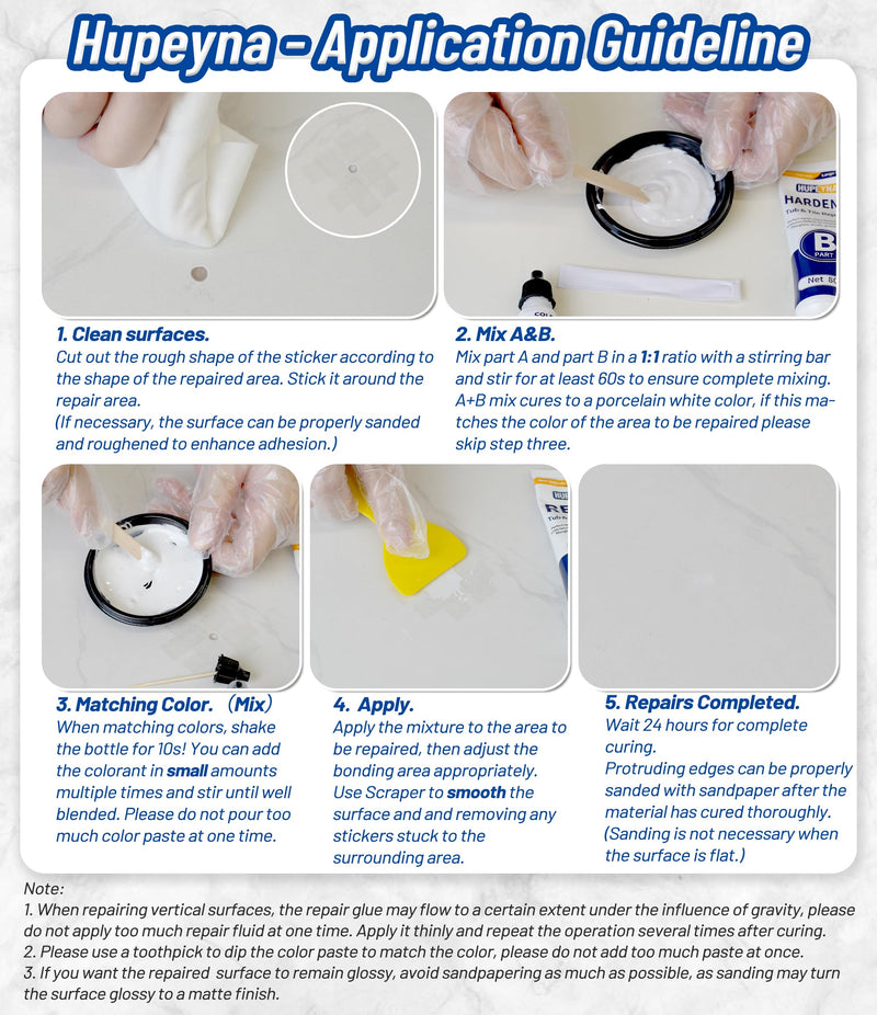 Fiberglass Repair Kit, Bathtub Repair Kit for Tile, Acrylic, Ceramic, Enamel, Kitchen Bathroom Fix Chips Cracks Scratches Rust Holes on Porcelain Sink, Tub, Toilet, Shower Tray, Granite, Marble, Deck