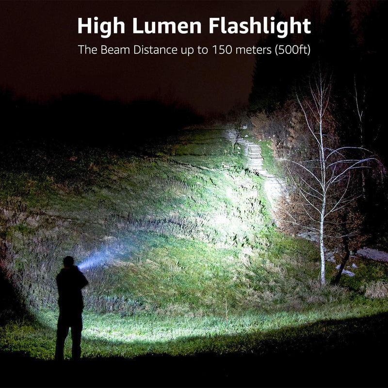 Lighting EVER LED Flashlights High Lumens, Small Flashlight, Waterproof, Adjustable Focus Flash Light for Outdoor, Emergency, Camping, AAA Batteries Included, 4 Pack Black