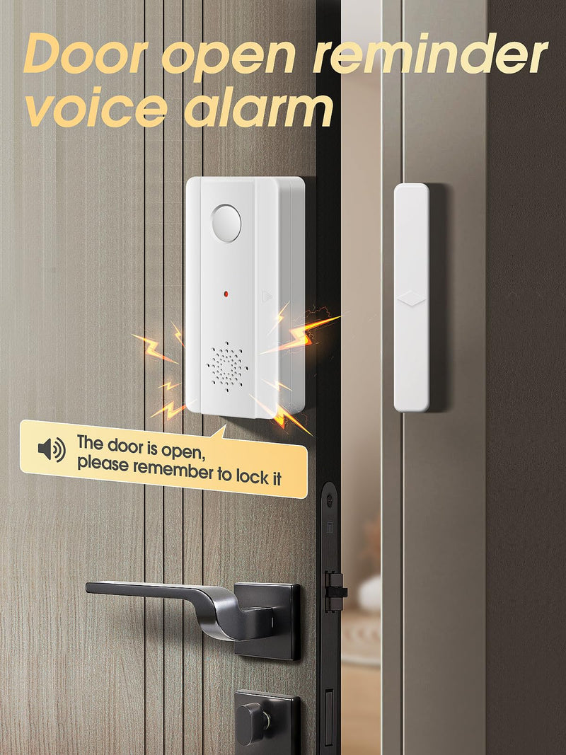 Freezer Door Alarm with Adjustable Voice Reminders (60s/30s/10s/0s Delay) for Open Freezer or Refrigerator Doors