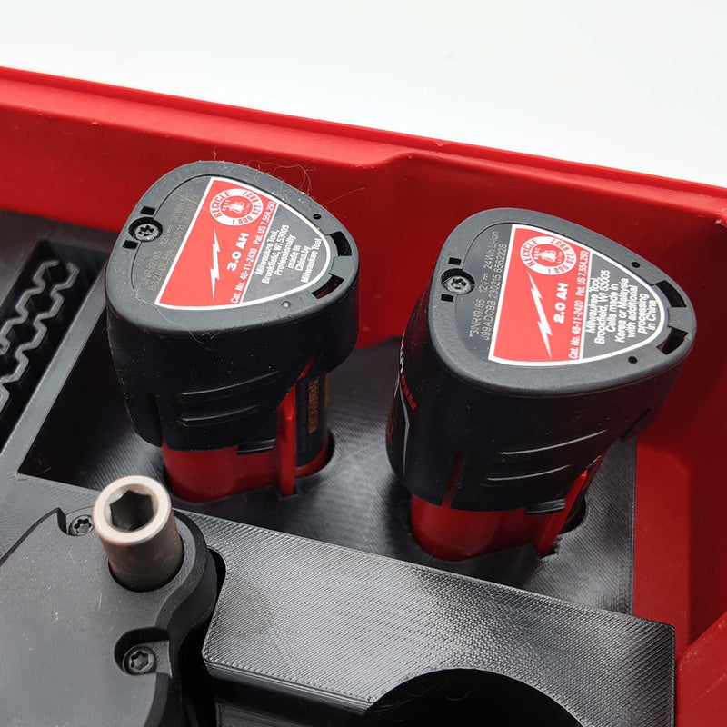 Tidy Tool Insert for Milwaukee M12 Installation Drill 2505-20 – Fits Packout Compact Organizer 48-22-8435 – All 4 Attachments & Battery Storage Liner Only