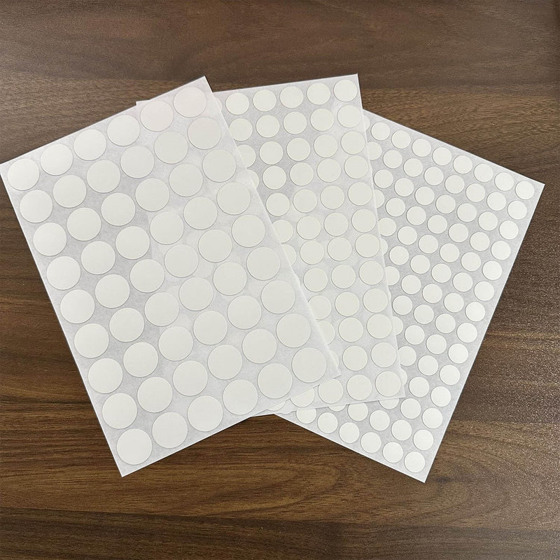 3 Sheets 290 Pcs Screw Hole Cover Stickers, 12 mm/15 mm/21 mm White Screw Covers Wood Stickers for Furniture, Self-Adhesive Screw Covers Caps (White)