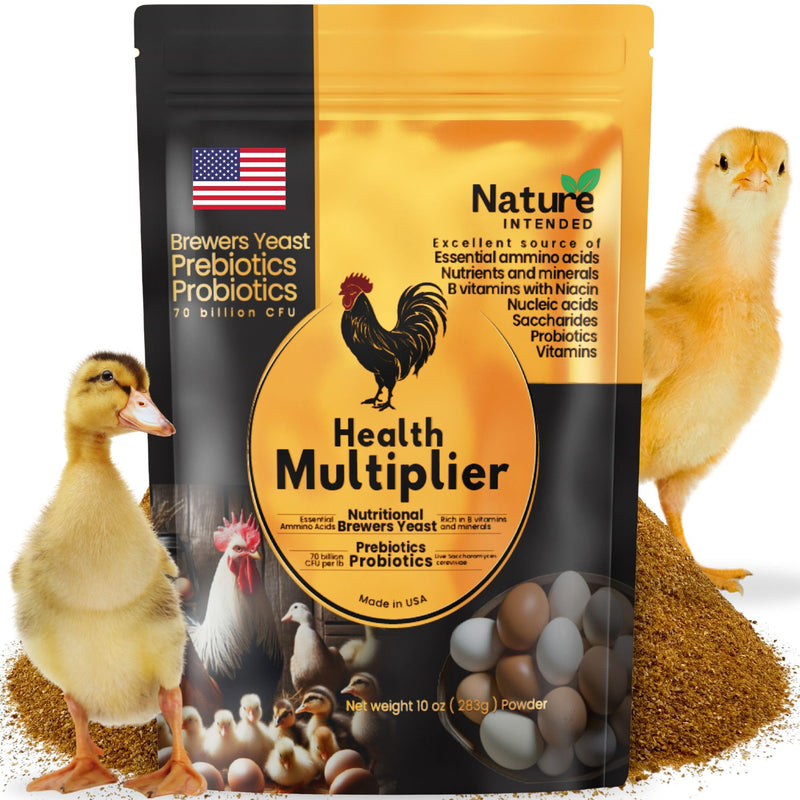 Brewer's Yeast + Probiotics + Niacin + Vitamins Supplement for Ducks, Chickens and Poultry. (Molt Recovery, Severe Stress, Egg Quality and Development) 10-Ounce Resealable Foil-Lined Pouch 10 ounce