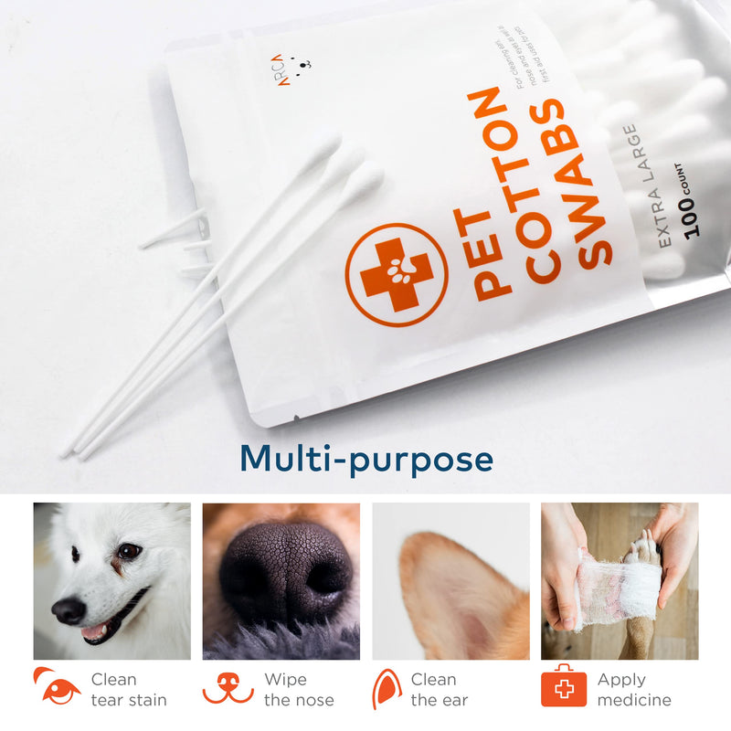 Cotton Swabs for Dogs and Cats - Cat & Dog Ear Cleaner Long Cotton Swab - Extra Large Cotton Head, Cat & Dog Ear Cleaning Kit for Puppies, Multipurpose Pet Cotton Swabs (Extra Large 100 Buds) Extra Large 100 Buds - PawsPlanet Australia
