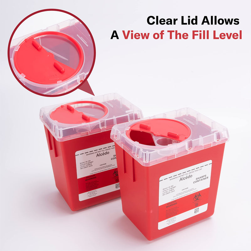 Alcedo Sharps Container for Home and Professional Use 2 Quart (3-Pack), Biohazard Needle and Syringe Disposal, Medical Grade 3