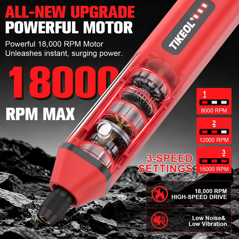 Mini Cordless Rotary Tool, Multi-Purpose Power Rotary Tool Kit (Red) Pen-Sized 67 Accessories, Variable Speed,USB-C Charger, for Engraving, Sanding, Polishing, Grinding, DIY, 3D Printing Accessories Red