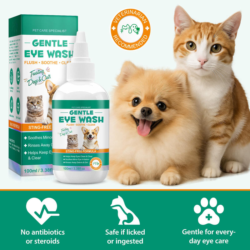 100ml Eye Drops for Dogs, Soothing Eye Drops for Dogs & Cats | Natural Ingredient Formula with Natural Ingredients to Gently Cleanse and Comfort Watery or Itchy Eyes