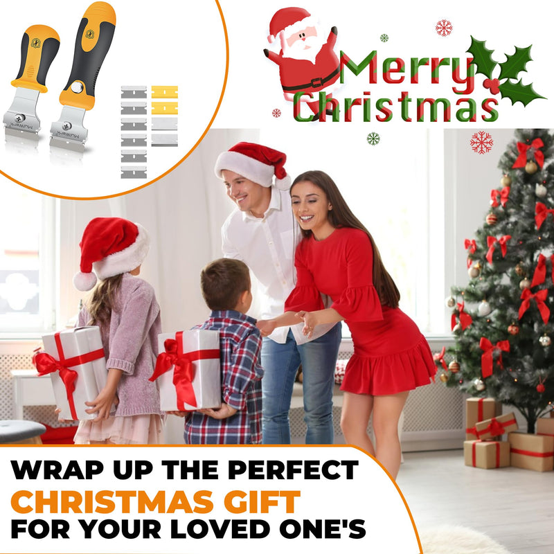 Multi-Purpose Razor Blade Scraper | Razor Scraper Set w/ 10pcs Extra Blades Cleaning Scraper Tool - Window Scraper, Glass Scraper, Blade Scraper, Paint Scraper, Oven Scraper- Extendable-Handle Design 12 Piece Set