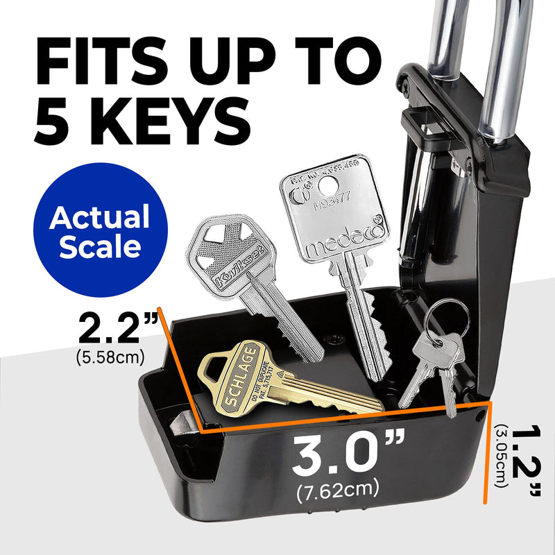 Lion Locks 1500 Key Lock Box with Code, Lockbox for Keys Outdoor, Realtor Lock Box for Short-Term Rentals, Holds 5 Keys (2 Pack, Black) 2 Pack